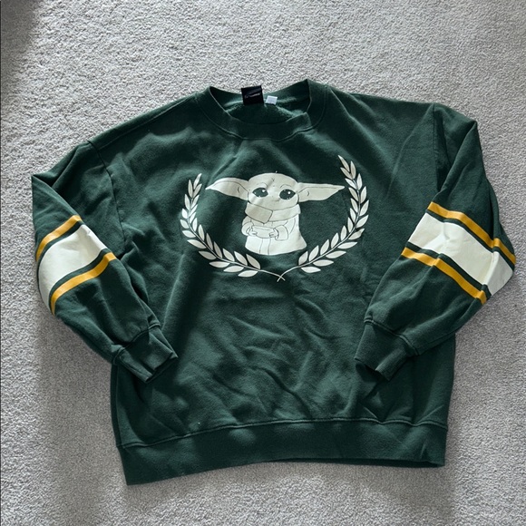Star Wars Tops - Green Crewneck Sweater with Baby Yoda Graphic